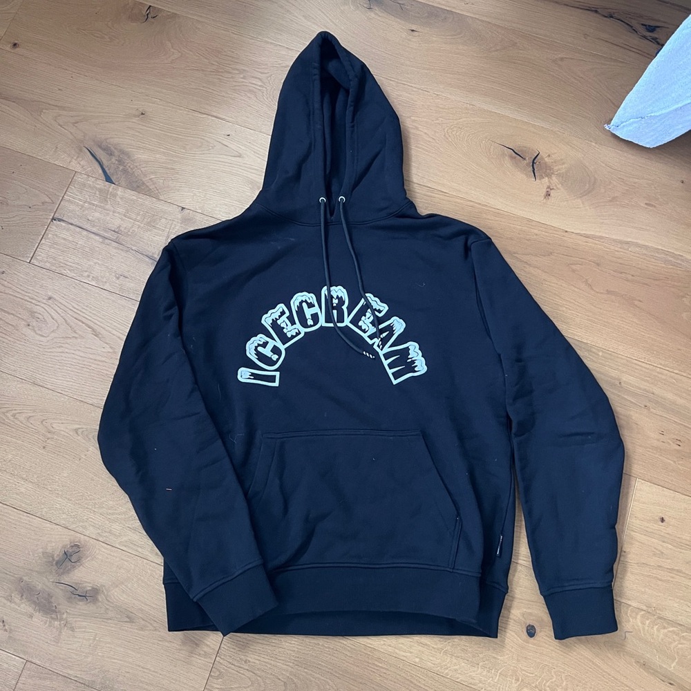 Icecream Black White Frosty Arch Hoodie Spellout Eye Anime BBC Size XL